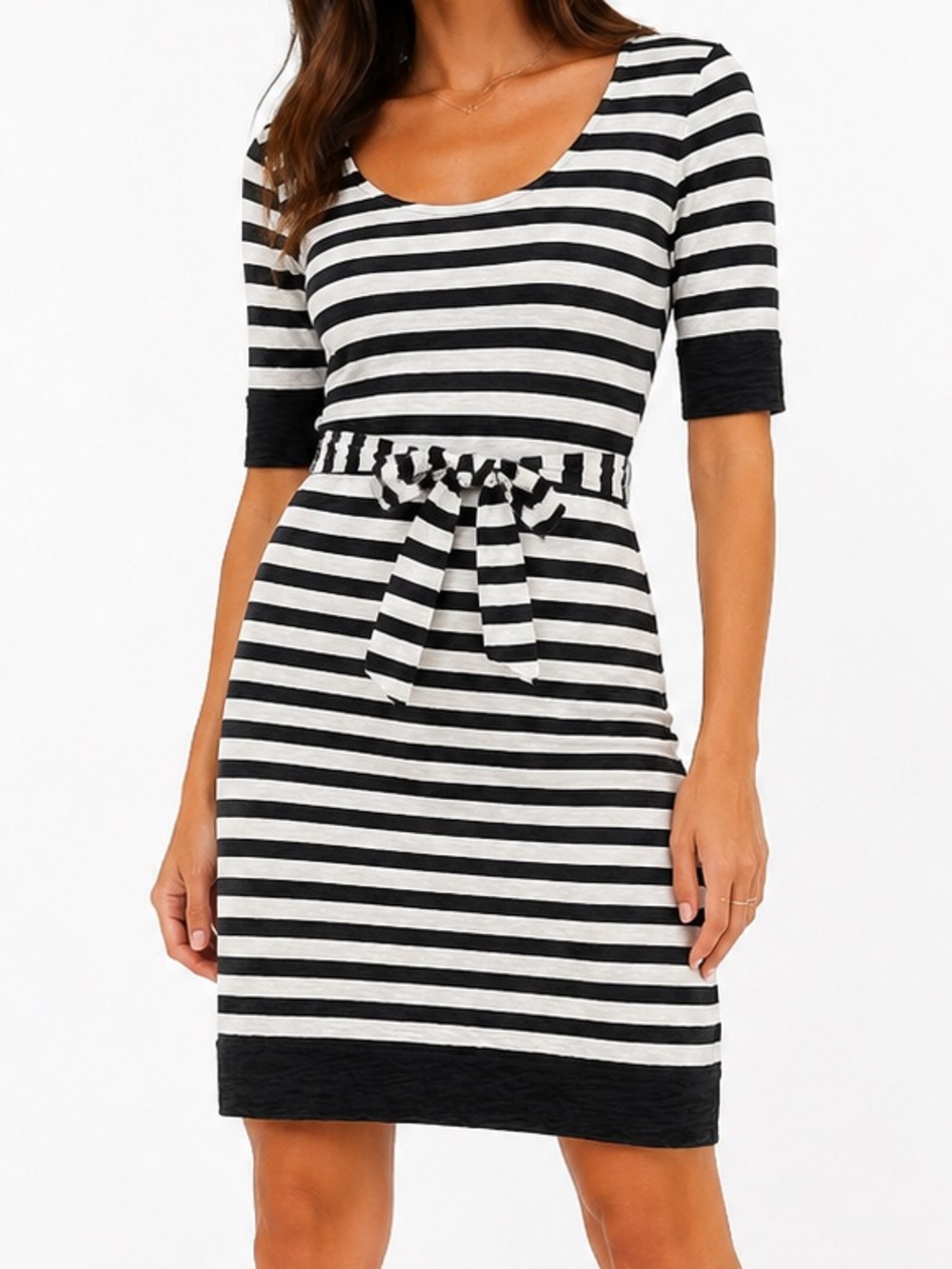 Banana Republic Women’s Black and White Striped Tie Waist Dress Size XSP